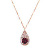 0.22ct Diamond & 0.11ct Ruby 14k Rose Gold Pave Pendant
